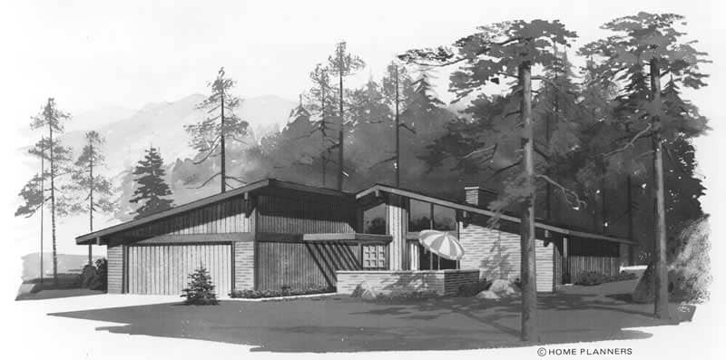 Front elevation of Contemporary home (ThePlanCollection: House Plan #137-1125)