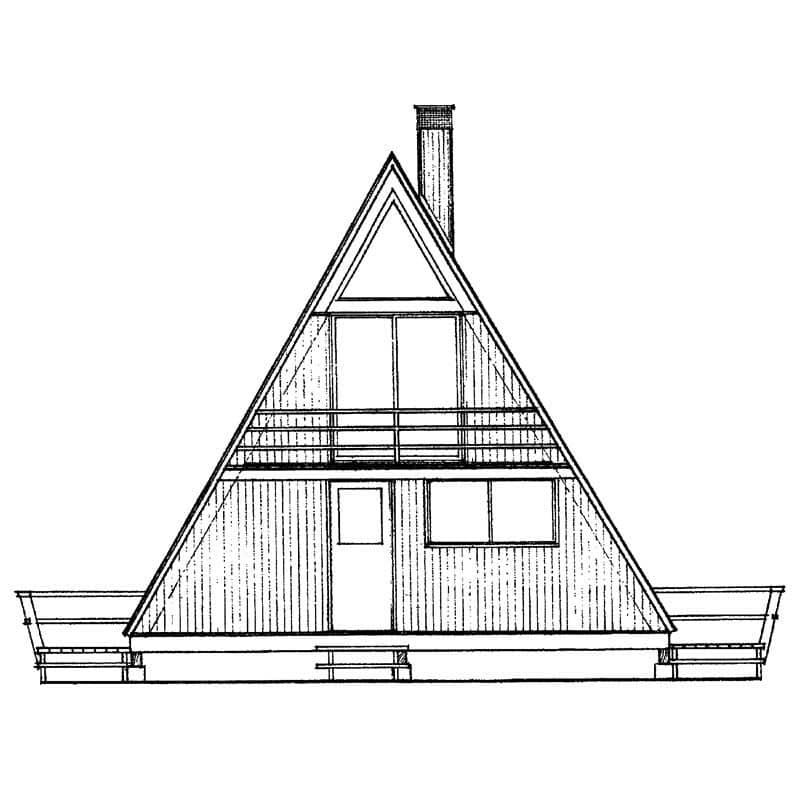 Front elevation of A Frame home (ThePlanCollection: House Plan #137-1239)