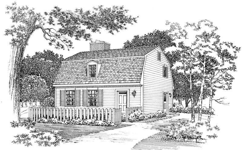 Front illustration of Colonial home plan (ThePlanCollection: House Plan #137-1316)