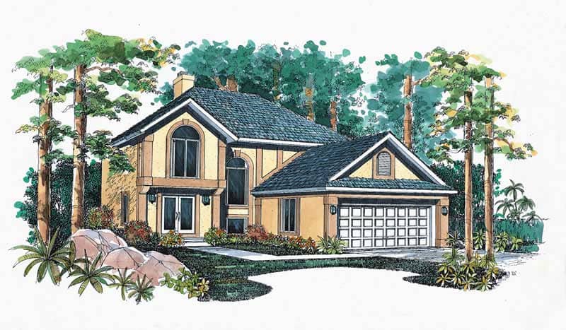 Front elevation of Farmhouse home (ThePlanCollection: House Plan #137-1549)