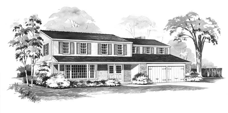 Front elevation of Farmhouse home (ThePlanCollection: House Plan #137-1783)