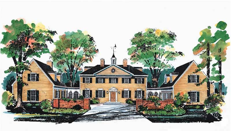 Front elevation of Colonial home (ThePlanCollection: House Plan #137-1835)