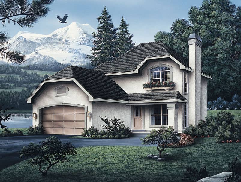 Front elevation of Cottage home (ThePlanCollection: House Plan #138-1044)