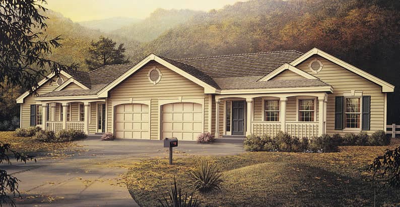 Front elevation of Multi-Unit home (ThePlanCollection: House Plan #138-1051)