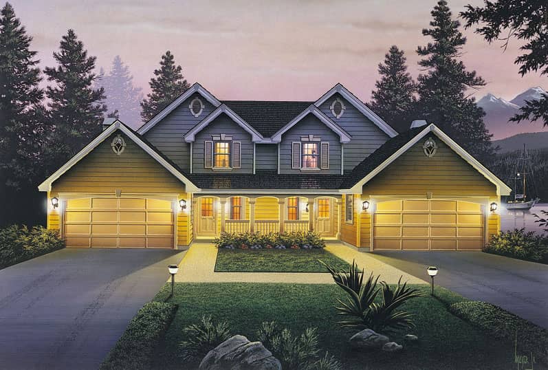 Front elevation of Multi-Unit home (ThePlanCollection: House Plan #138-1055)