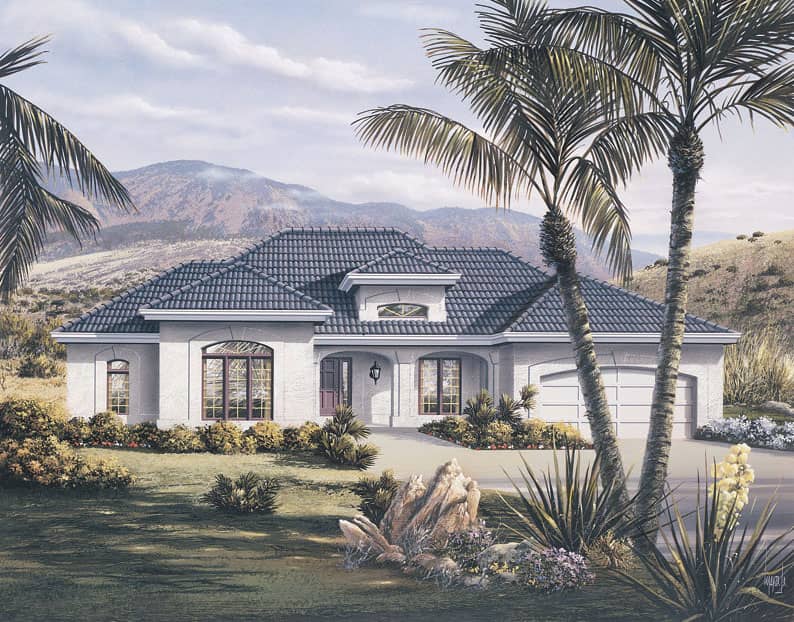 Front elevation of Ranch home (ThePlanCollection: House Plan #138-1076)