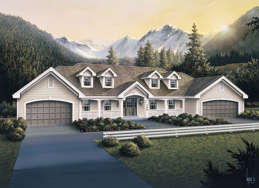 Front elevation of Multi-Unit home (ThePlanCollection: House Plan #138-1105)