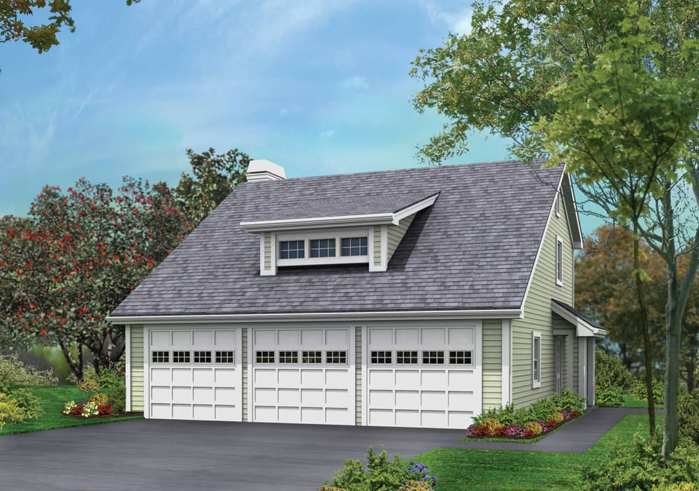 Front elevation of Garage w/Apartments home (ThePlanCollection: House Plan #138-1176)