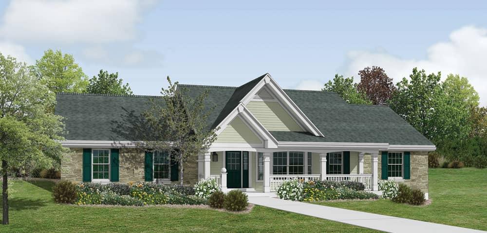 Front elevation of Ranch home (ThePlanCollection: House Plan #138-1182)