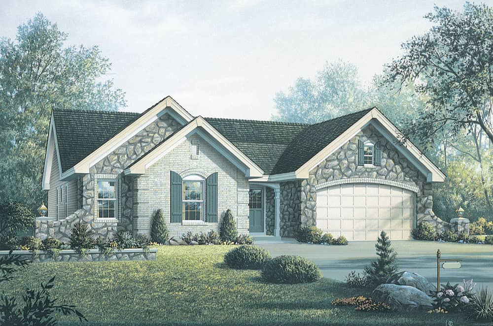 Front elevation of Ranch home (ThePlanCollection: House Plan #138-1194)