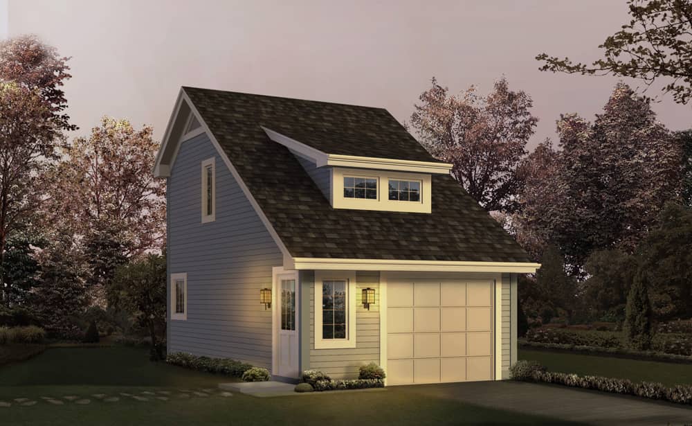 Front elevation of Garage w/Apartments home (ThePlanCollection: House Plan #138-1208)