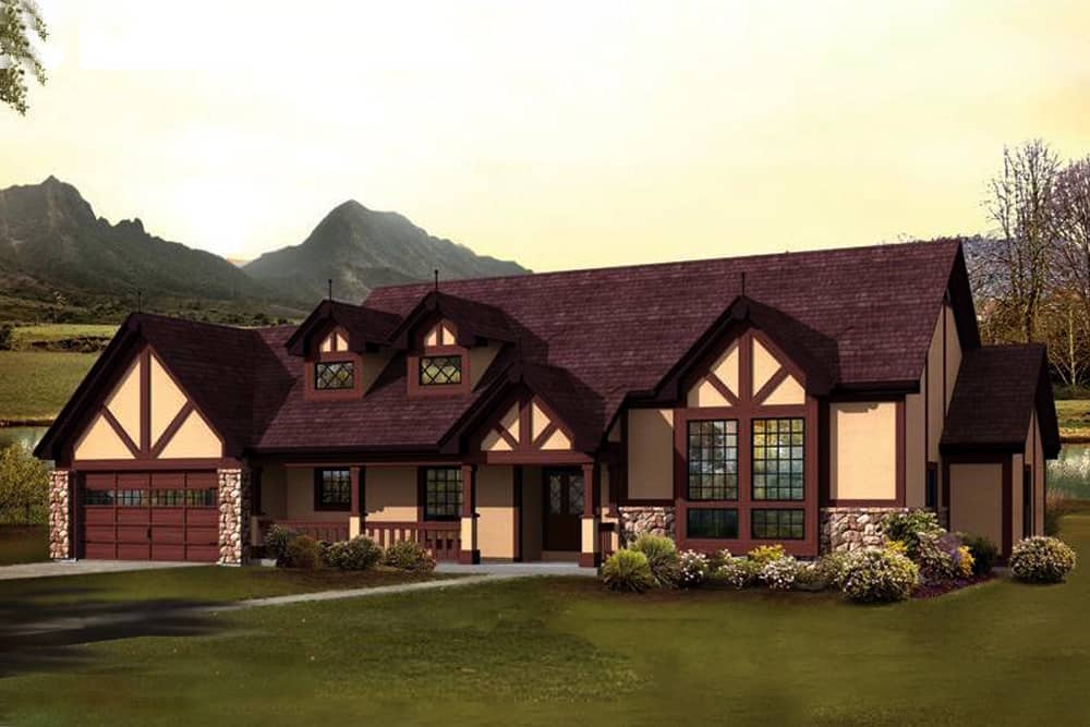 Tudor style home plan (ThePlanCollection: House Plan #138-1247)
