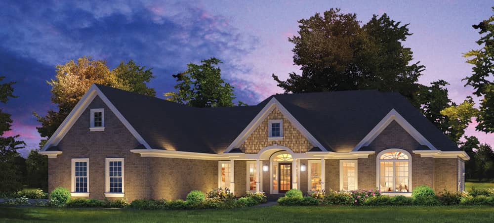 Front elevation of Ranch home (ThePlanCollection: House Plan #138-1303)