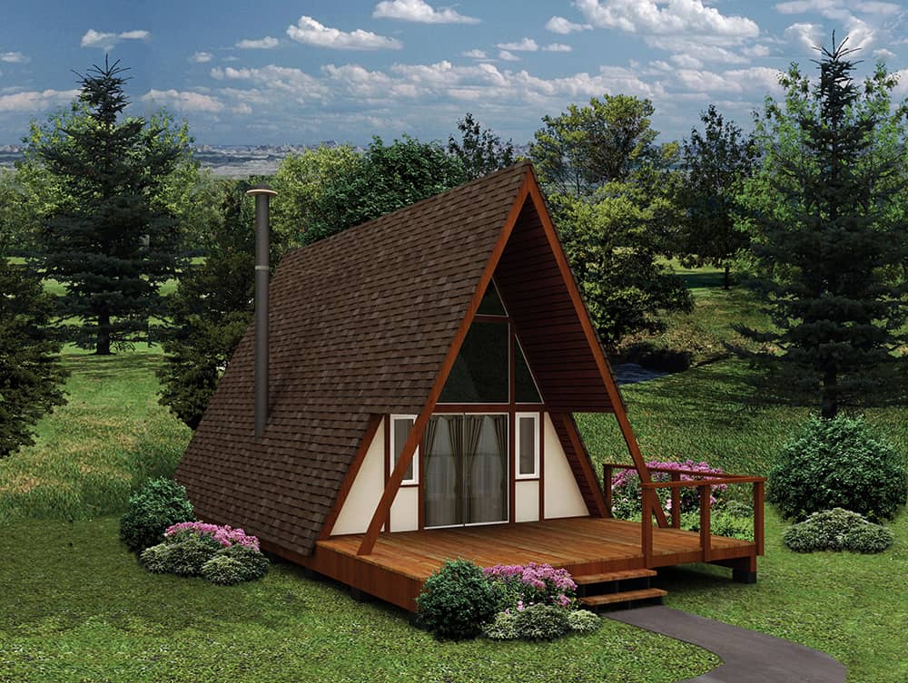 Color rendering of A Frame home plan (ThePlanCollection: House Plan #138-1333)