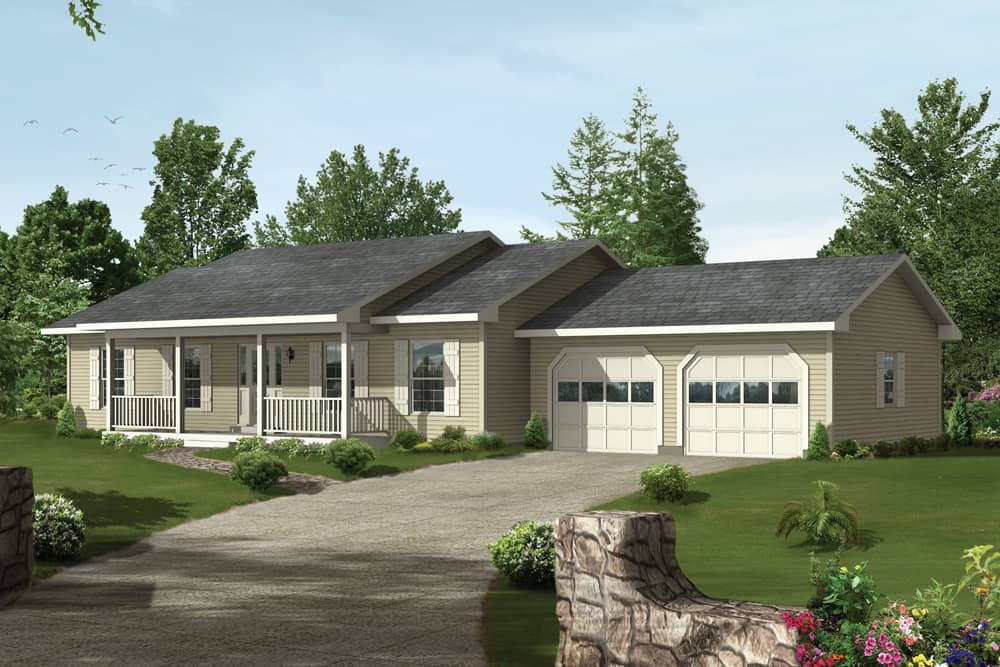 Front elevation of Ranch home (ThePlanCollection: House Plan #138-1372)