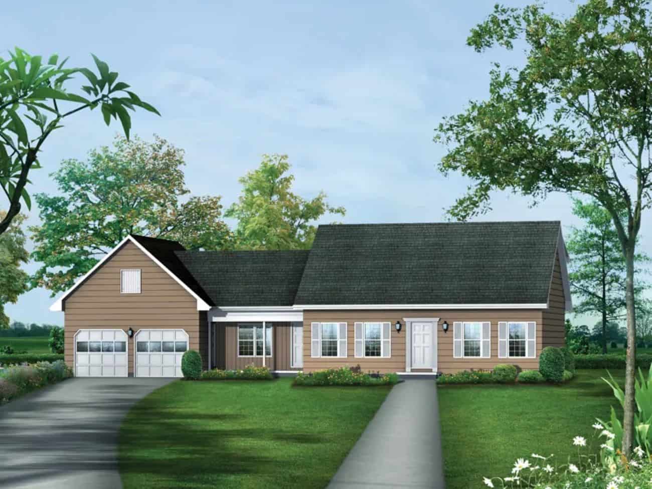 Front elevation of Rustic home (ThePlanCollection: House Plan #138-1446)