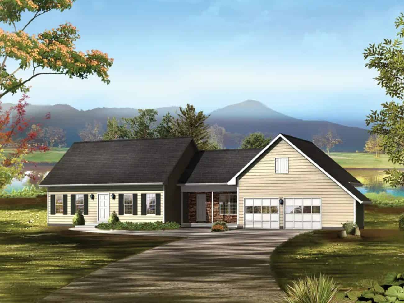 Front elevation of Farmhouse home (ThePlanCollection: House Plan #138-1447)