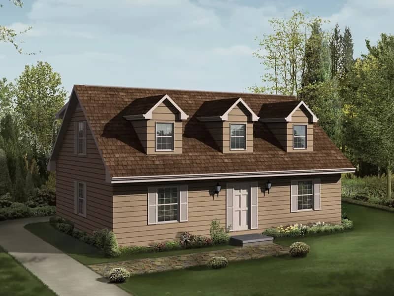 Front elevation of Cape Cod home (ThePlanCollection: House Plan #138-1449)