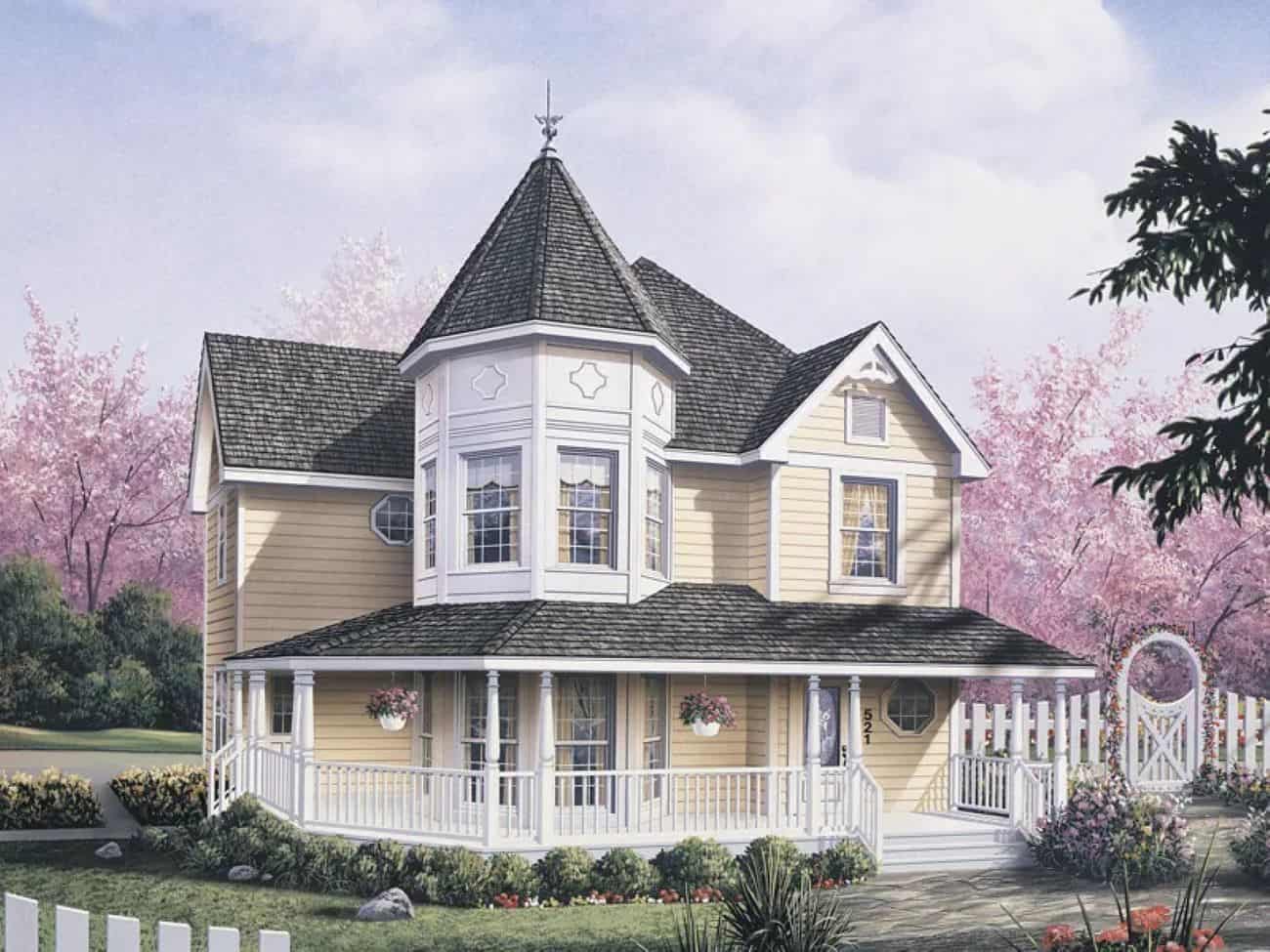 Front elevation of Victorian home (ThePlanCollection: House Plan #138-1450)