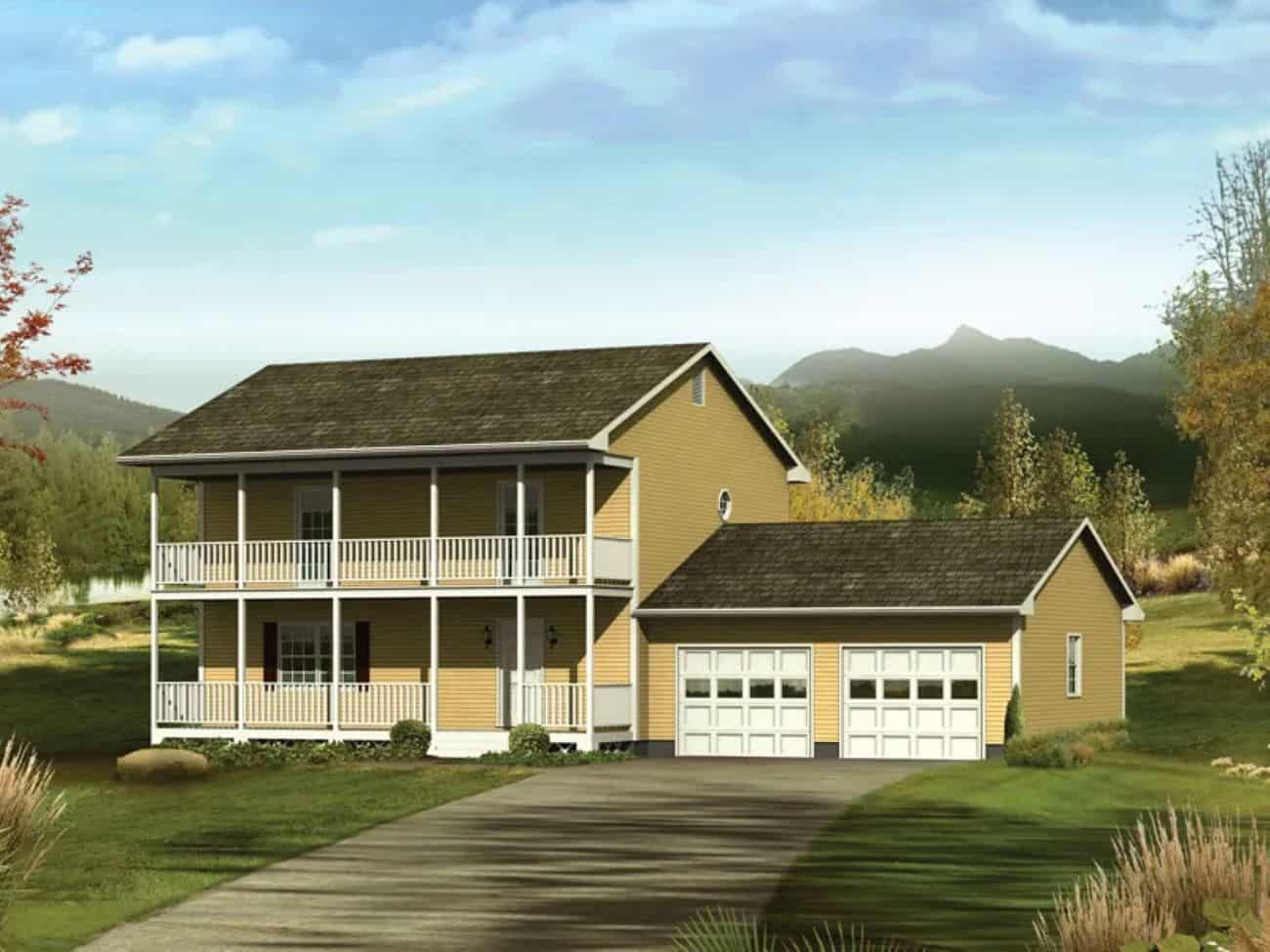 Front elevation of Modern Farmhouse home (ThePlanCollection: House Plan #138-1454)