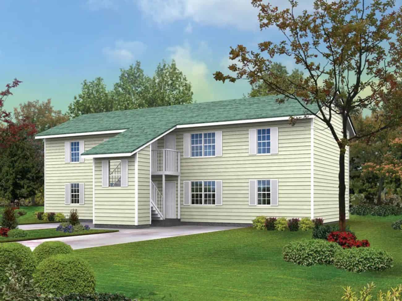 Front elevation of Duplex/Multi-Unit home (ThePlanCollection: House Plan #138-1459)