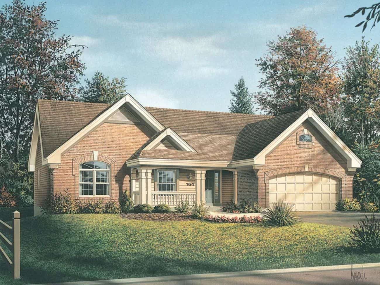 Front elevation of Ranch home (ThePlanCollection: House Plan #138-1463)