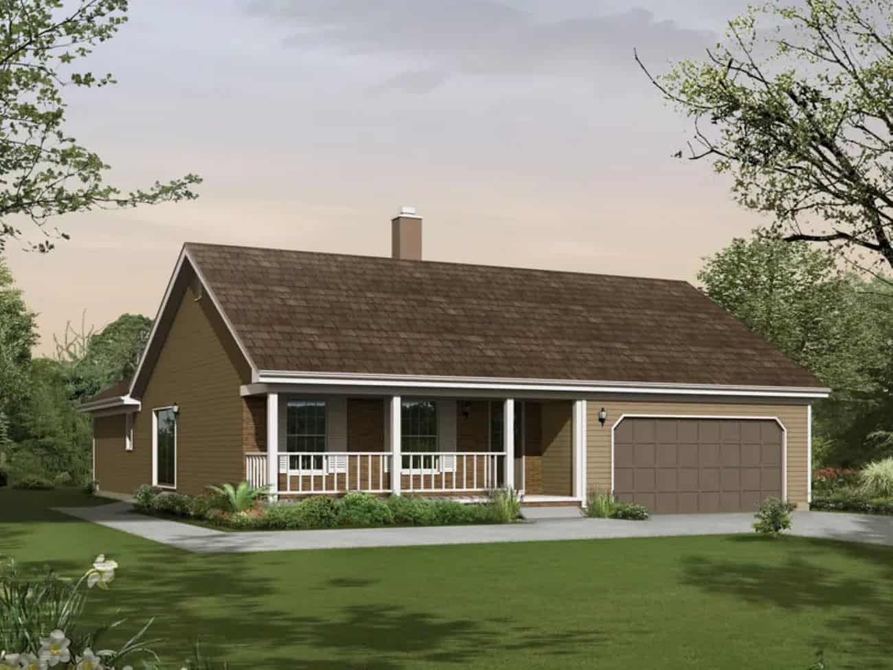 Front elevation of Ranch home (ThePlanCollection: House Plan #138-1472)