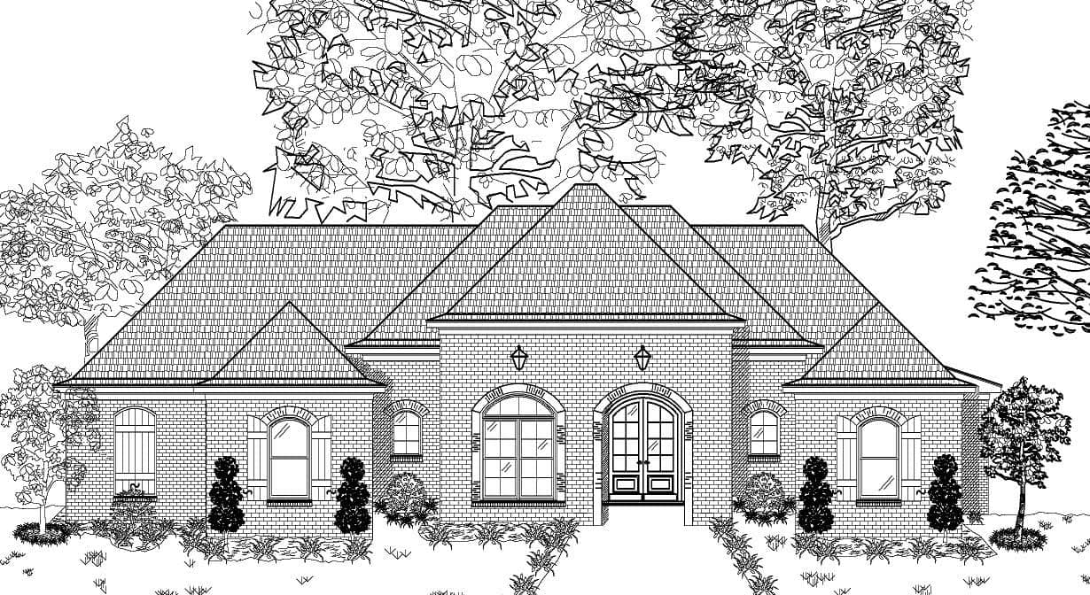 This is another mundane black and white rendering of another mundane set of European Houseplans.