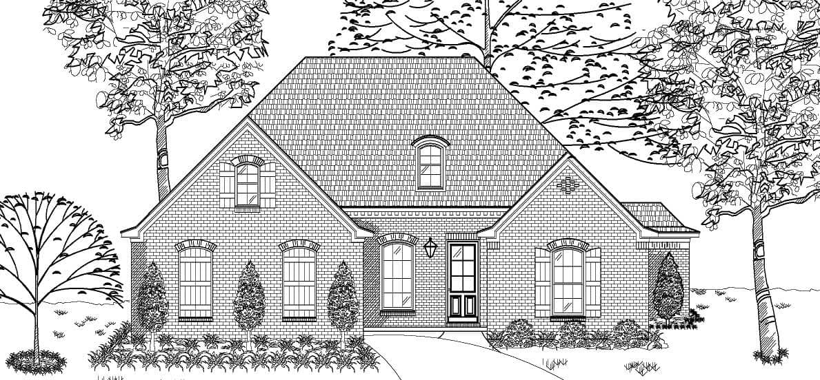 This is a black and white rendering of these European Homeplans.