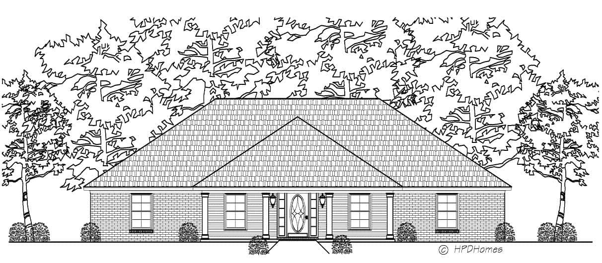 This is a black and white elevation of these Country Houseplans.