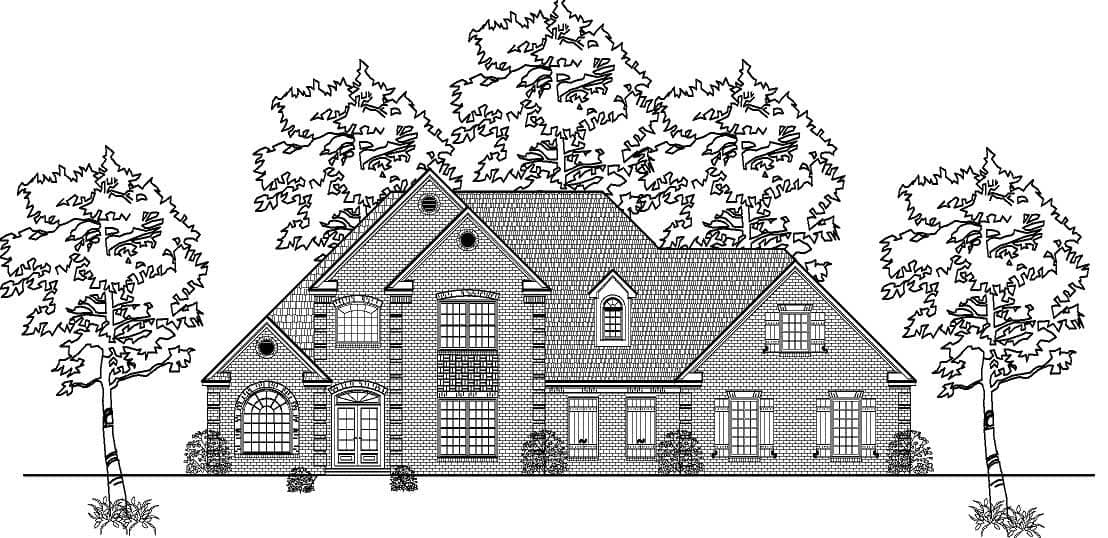 This is the front elevation of these European Houseplans.