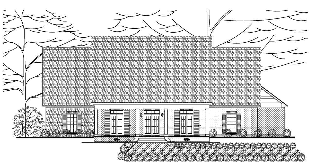 This is a front elevation of these traditional house plans.