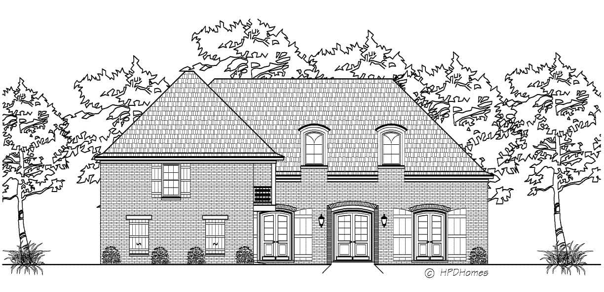 This is a black and white rendering of these European House Plans.