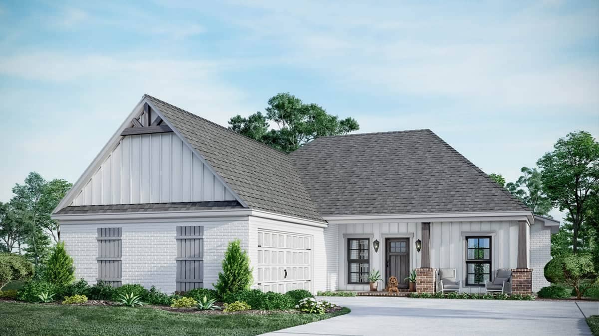Front elevation of Modern home (ThePlanCollection: House Plan #140-1141)
