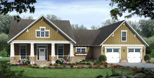 This is the front elevation for these Traditional House Plans