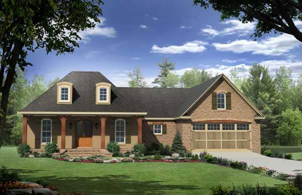 Front elevation of Country home (ThePlanCollection: House Plan #141-1057)