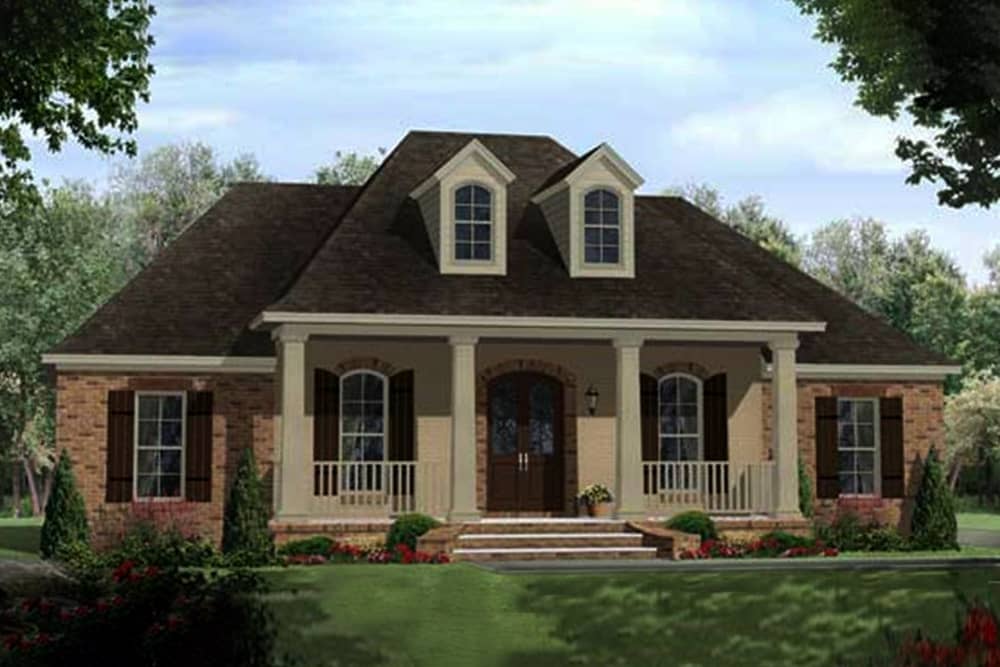 Acadian French style home plan (ThePlanCollection: House Plan #141-1102)