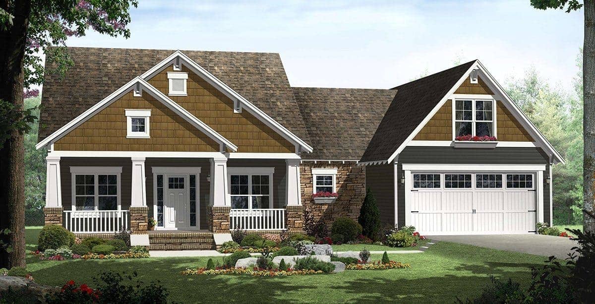 Charming rendering of Craftsman Home Plan #141-1115.