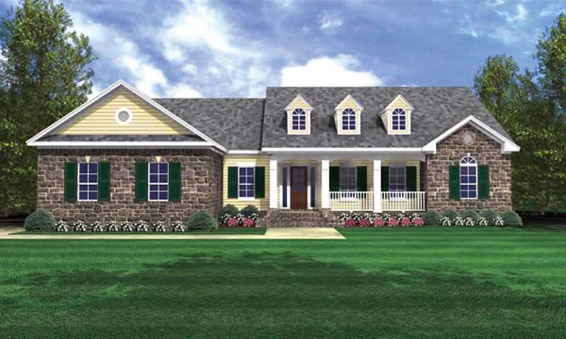 Front elevation of Country home (ThePlanCollection: House Plan #141-1219)