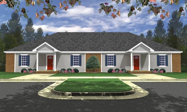 Front elevation of Southern home (ThePlanCollection: House Plan #141-1254)