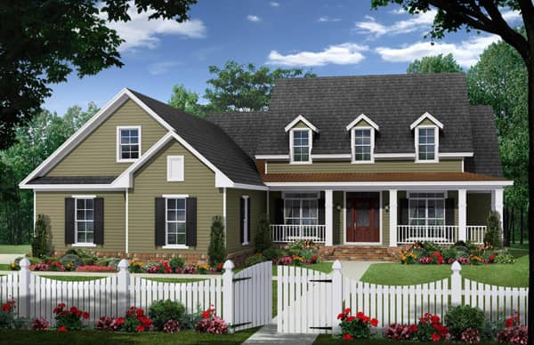 Front elevation of Country home (ThePlanCollection: House Plan #141-1293)