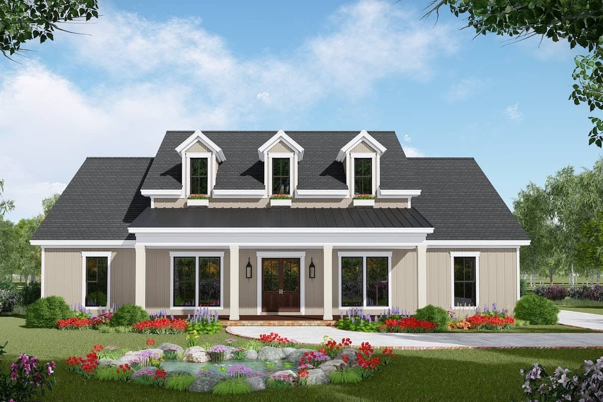 Farmhouse home plan (ThePlanCollection: House Plan #141-1309)