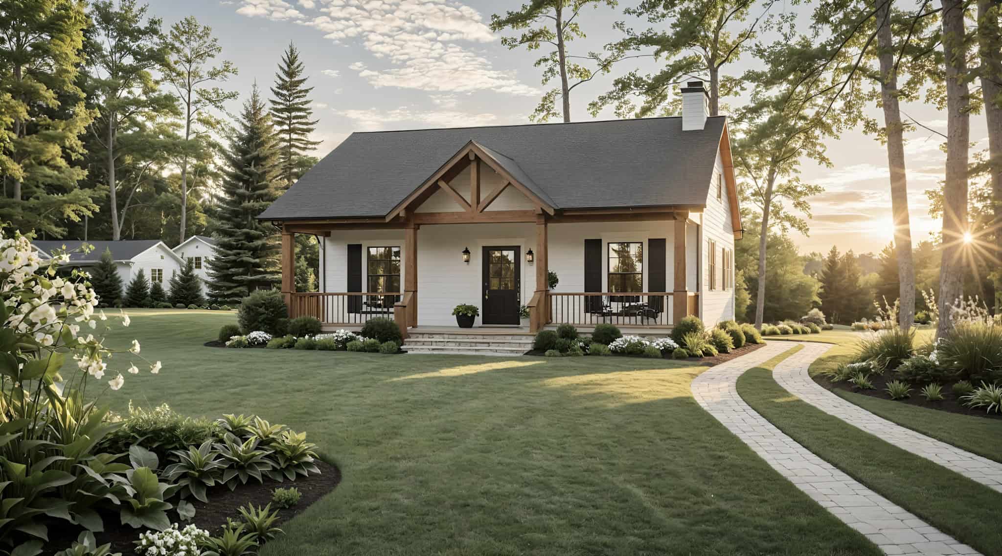 Front elevation of Modern Farmhouse home (ThePlanCollection: House Plan #141-1354)