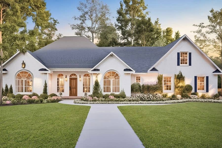 Front elevation of European home (ThePlanCollection: House Plan #141-1363)