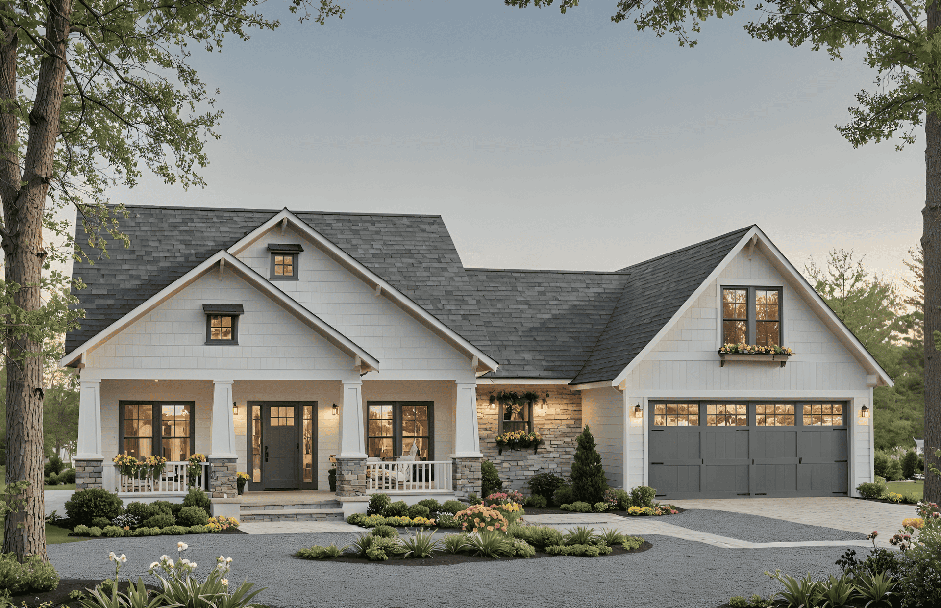 Front elevation of Modern Farmhouse home (ThePlanCollection: House Plan #141-1369)