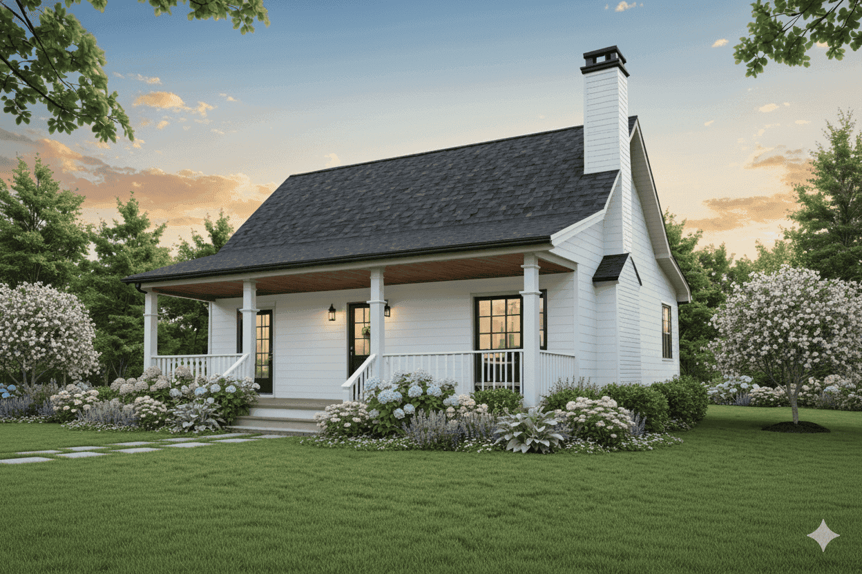Front elevation of Farmhouse home (ThePlanCollection: House Plan #141-1386)