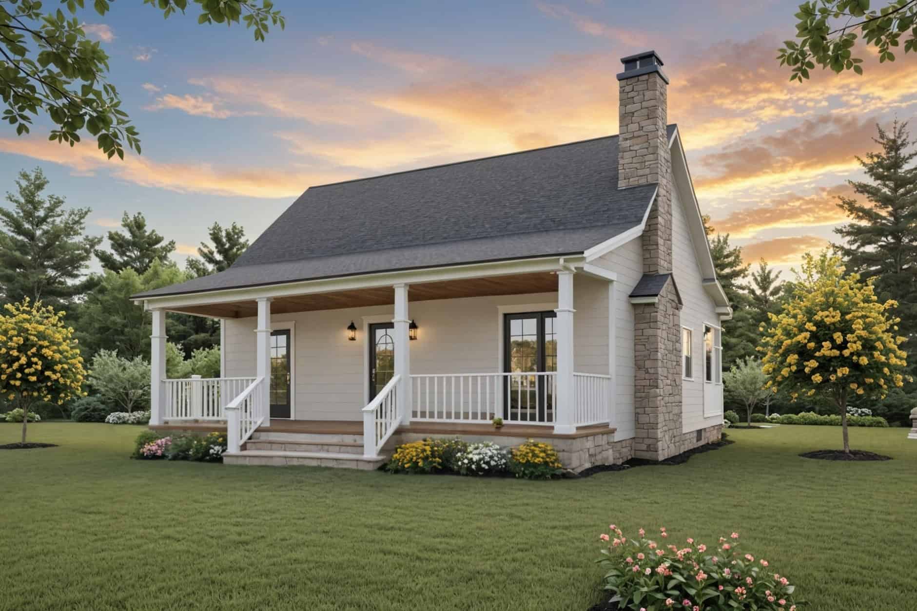 Front elevation of Cottage home (ThePlanCollection: House Plan #141-1414)