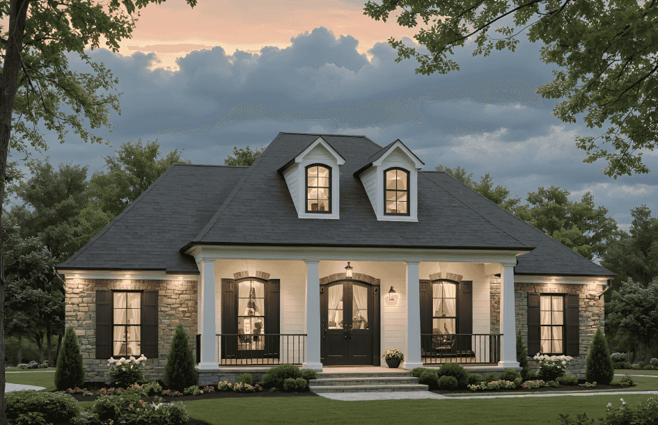 Front elevation of Modern Farmhouse home (ThePlanCollection: House Plan #141-1429)