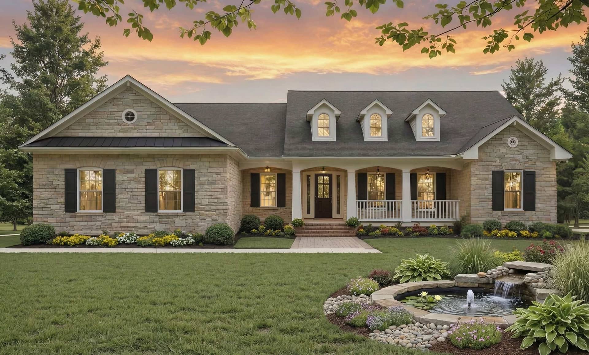 Front elevation of Ranch home (ThePlanCollection: House Plan #141-1432)