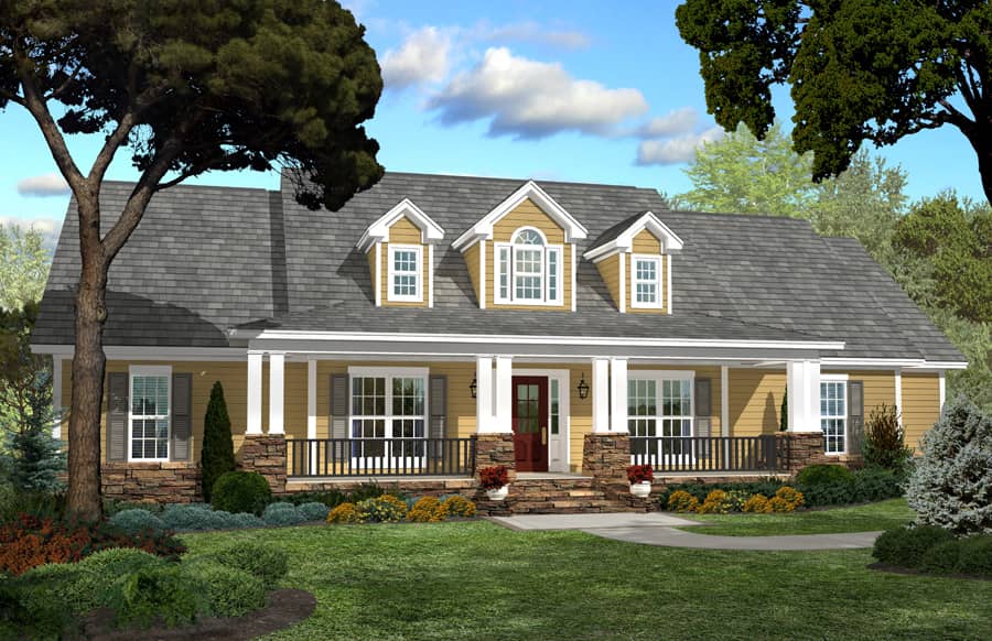 Front elevation of Country home (ThePlanCollection: House Plan #142-1040)